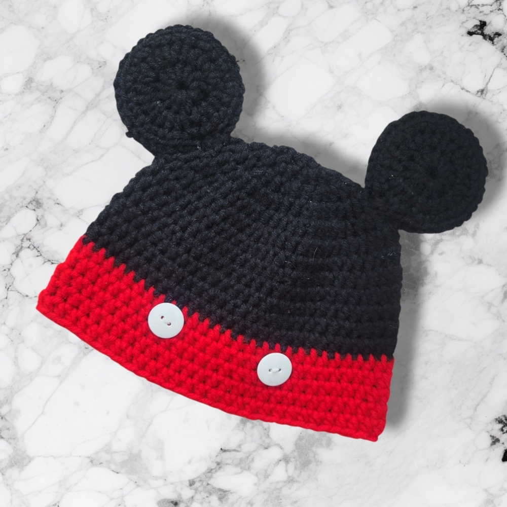 Handmade Knit Mikey Mouse Ears Hat For Children